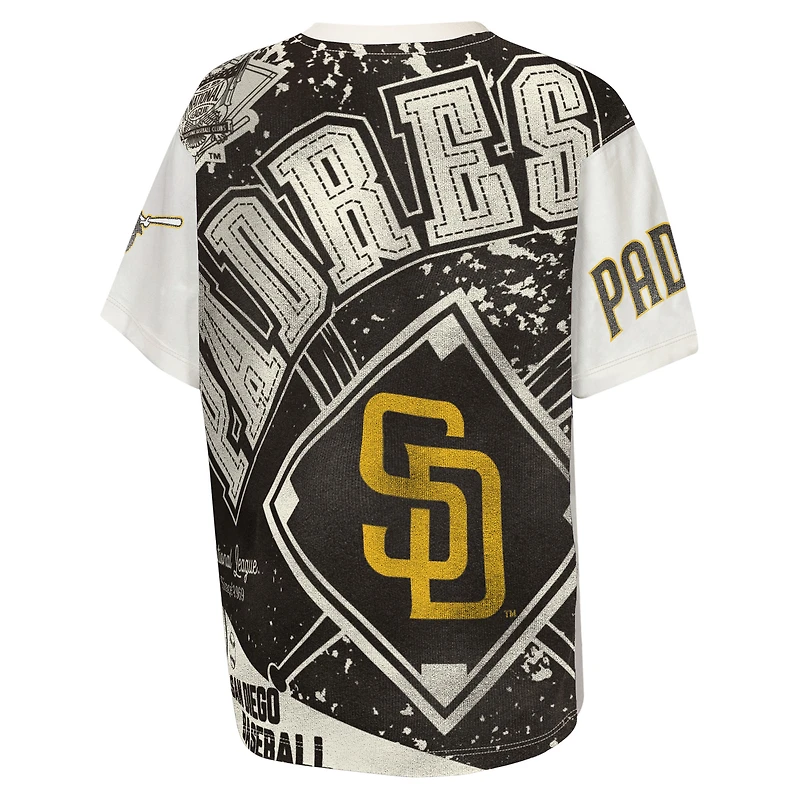 Youth Outerstuff Cream San Diego Padres Big League Top Player Bold All-Over-Print T-Shirt