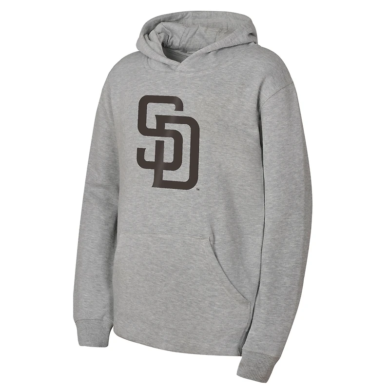 Sweat à capuche en polaire gris Outerstuff pour jeunes, avec logo principal des Padres de San Diego.