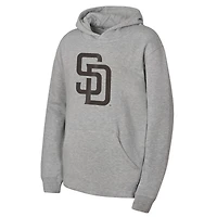 Sweat à capuche en polaire gris Outerstuff pour jeunes, avec logo principal des Padres de San Diego.