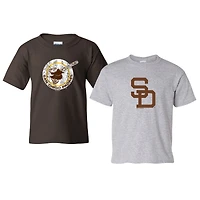 Youth Soft as a Grape  Brown/Heather Gray San Diego Padres Cooperstown 2-Pack T-Shirt Set