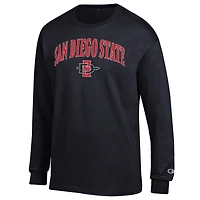 T-shirt à manches longues noir Champion San Diego State Aztecs avec logo Arch Over pour homme