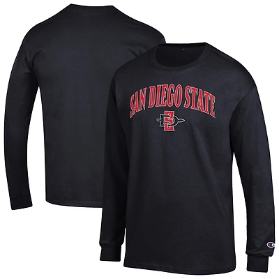 T-shirt à manches longues noir Champion San Diego State Aztecs avec logo Arch Over pour homme