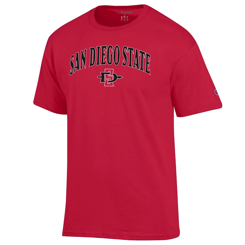 T-shirt avec logo Arch Over des Aztèques de San Diego State, champion masculin, Cardinal