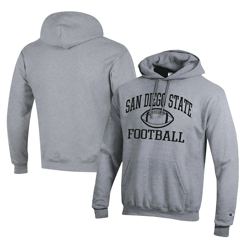 Men's Champion  Gray San Diego State Aztecs Football Eco Powerblend Pullover Hoodie