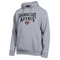 Sweat à capuche Champion pour homme, gris chiné, de l'équipe des Aztecs San Diego State.