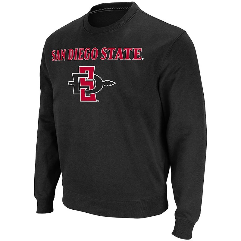 Men's Colosseum Black San Diego State Aztecs Arch & Logo Tackle Twill Pullover Sweatshirt