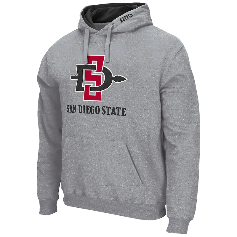 Men's Colosseum Heather Gray San Diego State Aztecs Arch & Logo 3.0 Pullover Hoodie