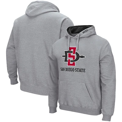 Men's Colosseum Heather Gray San Diego State Aztecs Arch & Logo 3.0 Pullover Hoodie