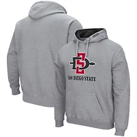 Men's Colosseum Heather Gray San Diego State Aztecs Arch & Logo 3.0 Pullover Hoodie