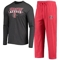 Men's Concepts Sport Cardinal/Heathered Charcoal San Diego State Aztecs Meter Long Sleeve Top & Pants Sleep Set