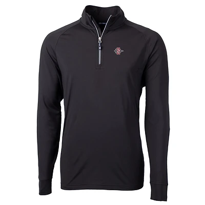 Men's Cutter & Buck Black San Diego State Aztecs Big Tall Adapt Eco Knit Quarter-Zip Pullover Jacket