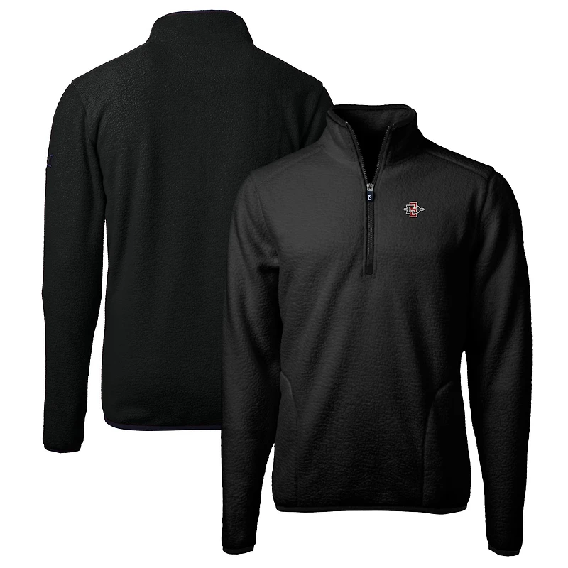 Veste polaire à quart de zip Cascade Eco Sherpa pour homme, couleur noire, Cutter & Buck, San Diego State Aztecs, grande taille