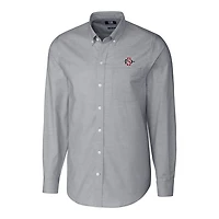 Chemise boutonnée à manches longues pour homme, couleur anthracite, style oxford extensible San Diego State Aztecs, coupe Cutter & Buck, grande taille