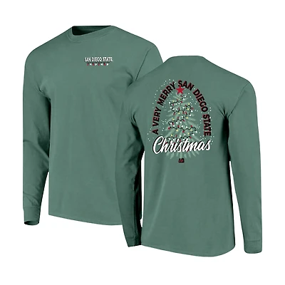 Men's Image One Light Green San Diego State Aztecs Holiday Long Sleeve T-Shirt