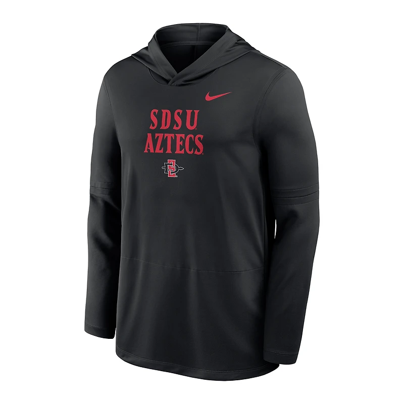 Haut à capuche léger Nike noir San Diego State Aztecs Sideline Dri-FIT pour homme