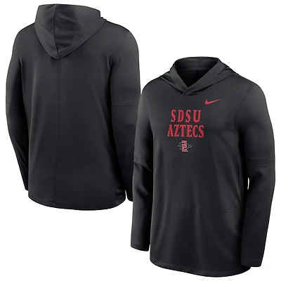 Haut à capuche léger Nike noir San Diego State Aztecs Sideline Dri-FIT pour homme