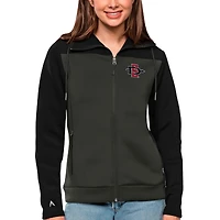 Veste zippée intégrale Antigua noire/anthracite pour femme des San Diego State Aztecs
