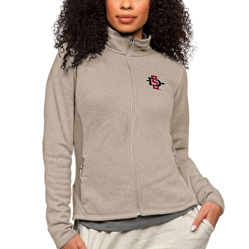 Women's Antigua Oatmeal San Diego State Aztecs Course Full-Zip Jacket