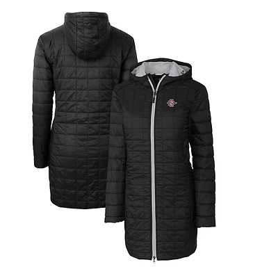 Women's Cutter & Buck Black San Diego State Aztecs Rainier Primaloft Eco Hooded Long Coat