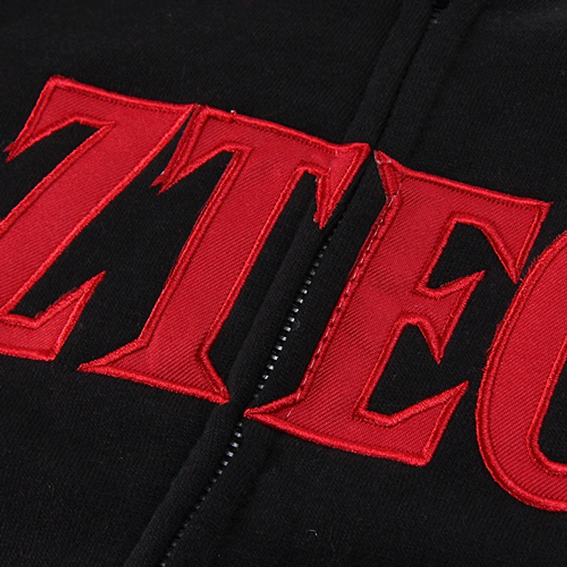 Sweat à capuche zippé intégral Stadium Athletics pour femme avec nom arqué des Aztèques de l'État San Diego, noir