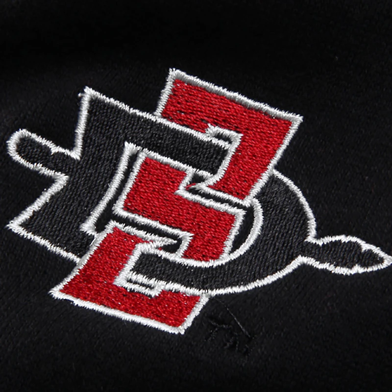 Sweat à capuche zippé intégral Stadium Athletics pour femme avec nom arqué des Aztèques de l'État San Diego, noir