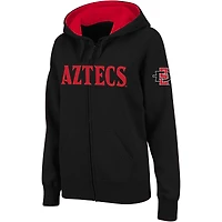 Sweat à capuche zippé intégral Stadium Athletics pour femme avec nom arqué des Aztèques de l'État San Diego, noir