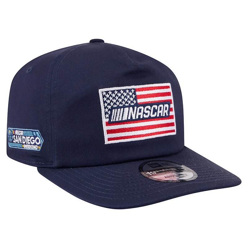 Men's New Era Navy NASCAR Race The Base American Flag 19TWENTY Adjustable Hat