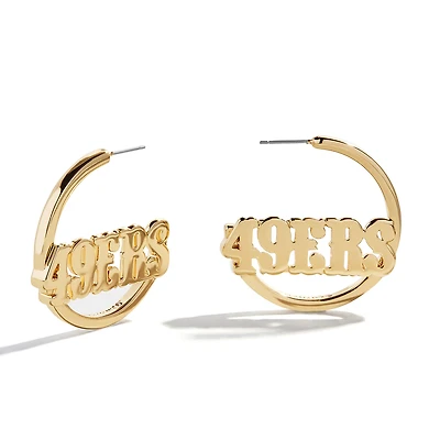 Boucles d'oreilles créoles BaubleBar avec logo des 49ers de San Francisco