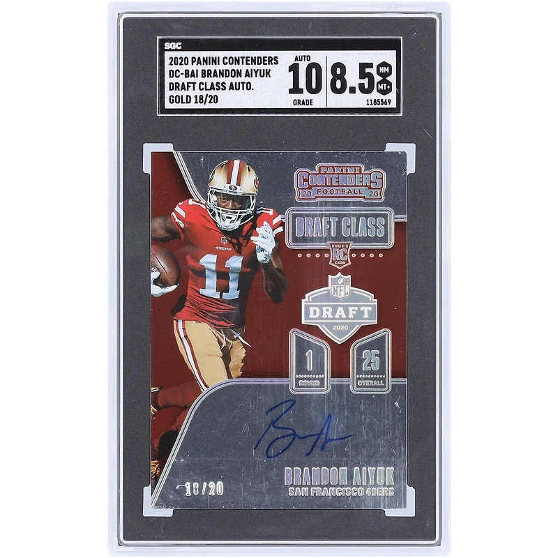 Brandon Aiyuk San Francisco 49ers Autographed 2020 Panini Contenders Gold Draft Class #DC-BAI #18/20 SGC Authenticated 8.5/10 Rookie Card