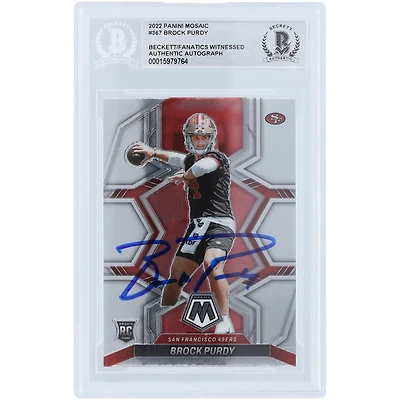 Carte de recrue authentifiée autographiée par Brock Purdy des 49ers de San Francisco Panini Mosaic #367 Beckett Fanatics Witnessed 2022