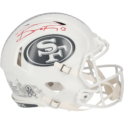 Casque authentique autographié Salute to Service 2024 des 49ers de San Francisco par Brock Purdy