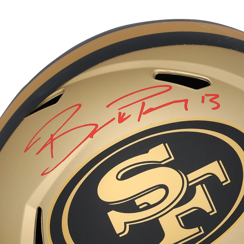 Casque réplique Riddell Rave Speed autographié par Brock Purdy des San Francisco 49ers
