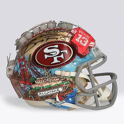 Brock Purdy San Francisco 49ers Autographed Riddell Speed Mini Helmet - Art by Charles Fazzino - WN55916374