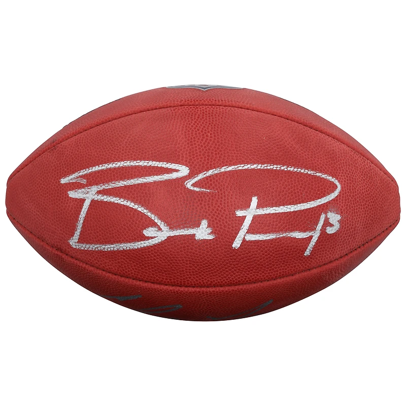 Ballon de football américain Duke Full Color autographié par Christian McCaffrey et Brock Purdy, joueurs des 49ers de San Francisco.