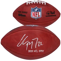 Christian McCaffrey San Francisco 49ers 2023 NFL Offensive Player of the Year Ballon de football NFL Duke en couleur autographié avec l'inscription « 2023 NFL OPOY »