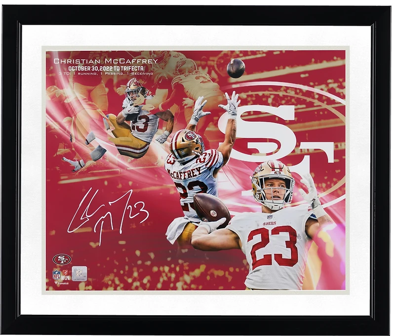 Christian McCaffrey San Francisco 49ers Autographed 16" x 20" TD Trifecta Collage Photograph