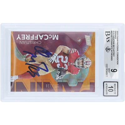 Christian McCaffrey San Francisco 49ers Autographed 2023 Panini The National Orange #16 #/199 Beckett Fanatics Witnessed Authenticated 9/10 Card
