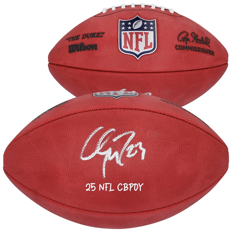 Christian McCaffrey San Francisco 49ers Autographed Duke Full Color Football with "25 NFL CBPOY" Inscription