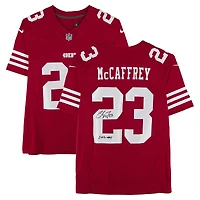 Christian McCaffrey San Francisco 49ers Autographed Red Nike Vapor Fuse Limited Jersey with "2023 OPOY" Inscription