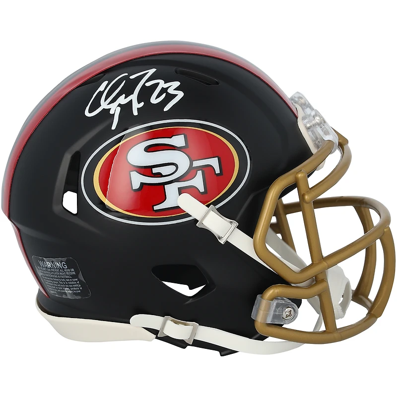 Casque miniature Riddell Rivalry Speed autographié par Christian McCaffrey des 49ers de San Francisco