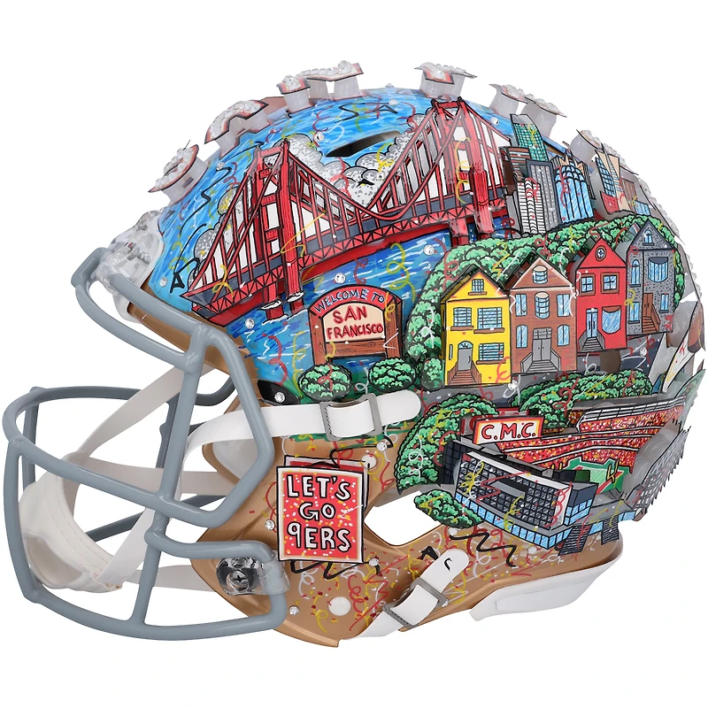 Christian McCaffrey San Francisco 49ers Autographed Riddell Speed Authentic Helmet - Art by Charles Fazzino - NR81050444