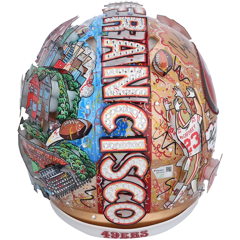 Christian McCaffrey San Francisco 49ers Autographed Riddell Speed Authentic Helmet - Art by Charles Fazzino - NR81050444