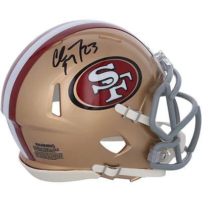 Casque Riddell Speed Mini autographié par Christian McCaffrey des San Francisco 49ers