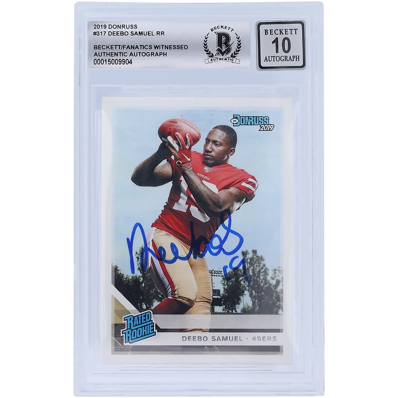 Deebo Samuel San Francisco 49ers Autographed 2019 Panini Donruss Rated Rookie #317 Beckett Fanatics Witnessed Authenticated 10 Rookie Card