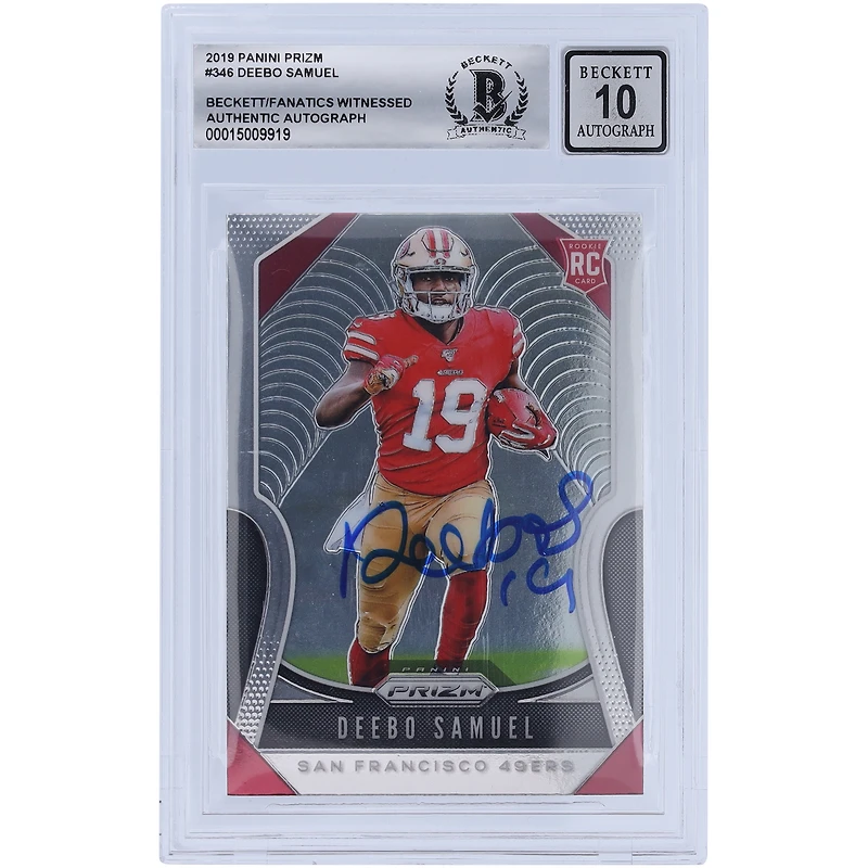 Deebo Samuel San Francisco 49ers Autographed 2019 Panini Prizm #346 Beckett Fanatics Witnessed Authenticated 10 Rookie Card