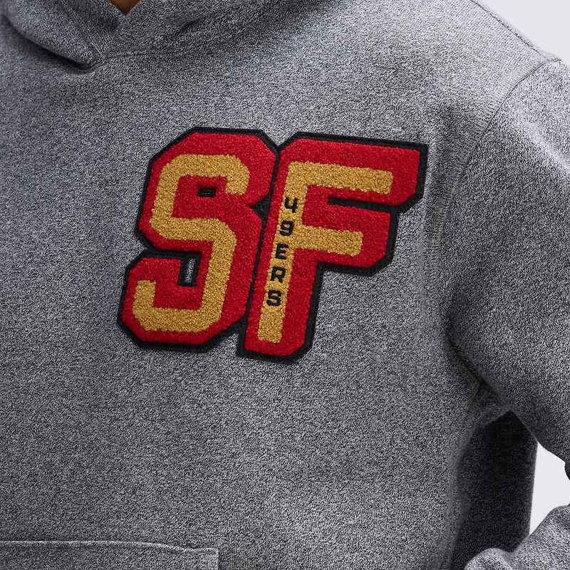 Fanatics Athletic Heather Gray San Francisco 49ers IconicFleece Letterman Hoodie