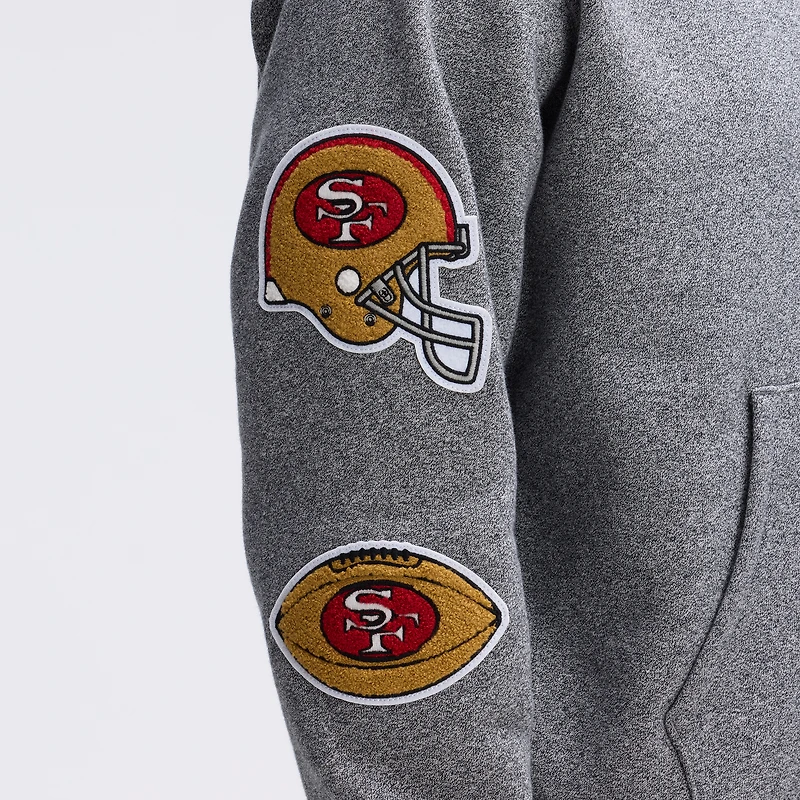 Fanatics Athletic Heather Gray San Francisco 49ers IconicFleece Letterman Hoodie