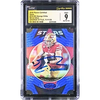 Carte autographiée de George Kittle (San Francisco 49ers), Panini Certified Stars Mirror Blue 2020, n° CS-GK /75, authentifiée CGC (9/10).
