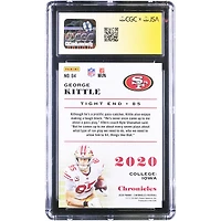 George Kittle San Francisco 49ers Autographed 2020 Panini Chronicles Red #84 #/199 CGC Fanatics Witnessed Authenticated 10/10 Card