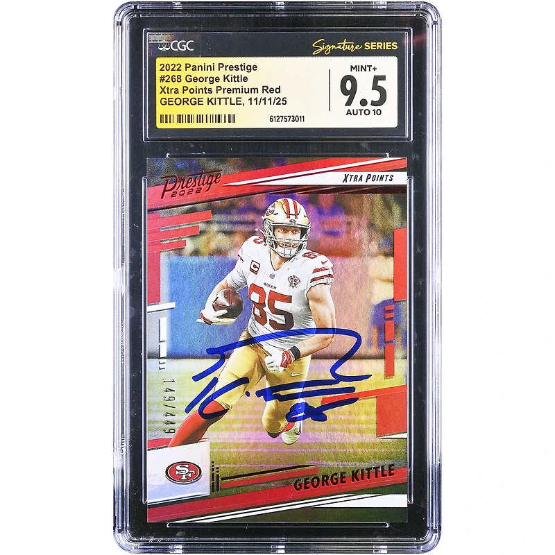 George Kittle San Francisco 49ers Autographed 2022 Panini Prestige Xtra Points Premium Red #268 #/449 CGC Authenticated 9.5/10 Card